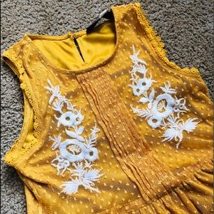 Yellow Embroidery Dress! Only worn once; Like new.